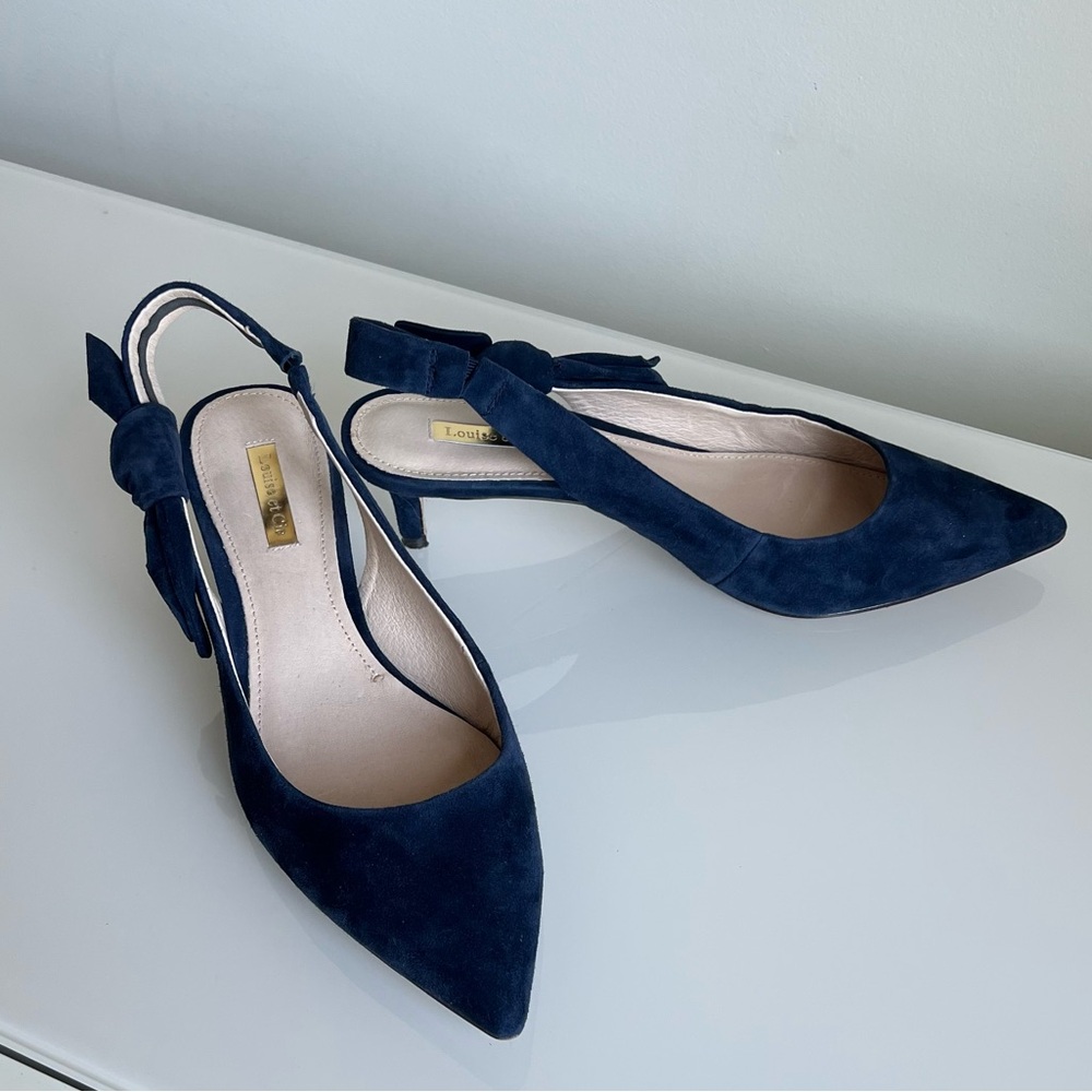 Louise et Cie Navy Suede Slingback Size 8.5 - Picture 10 of 13